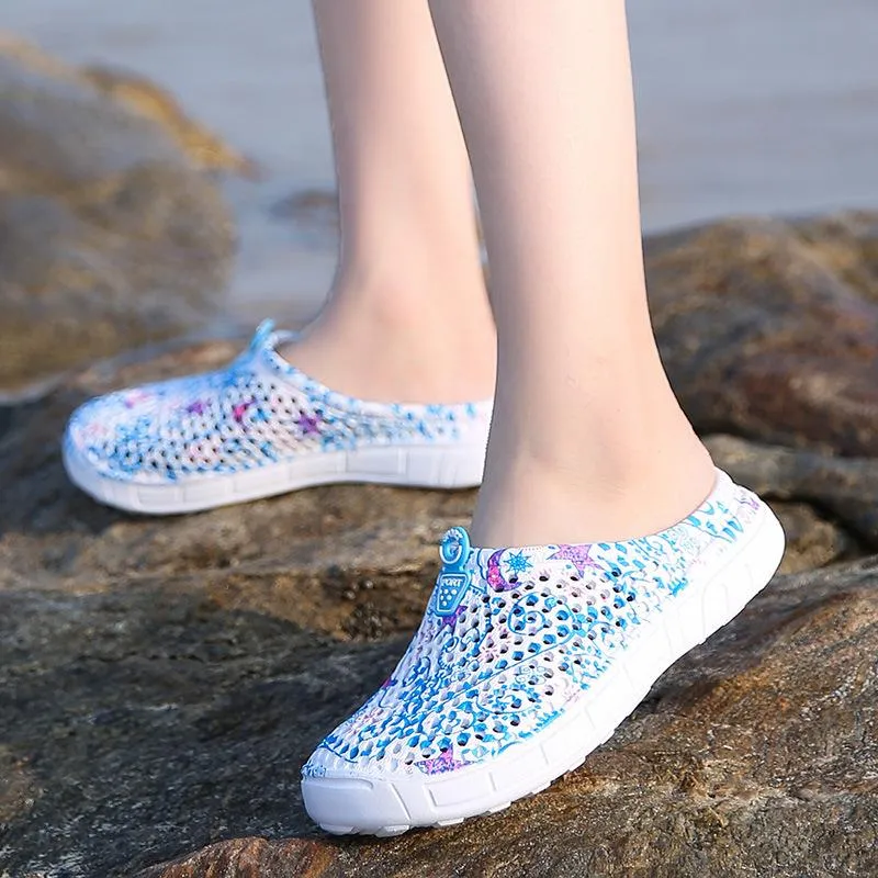 Women summer beach flower printed antiskid comfortable slide sandals