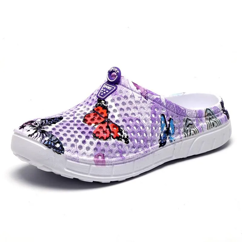Women summer beach flower printed antiskid comfortable slide sandals
