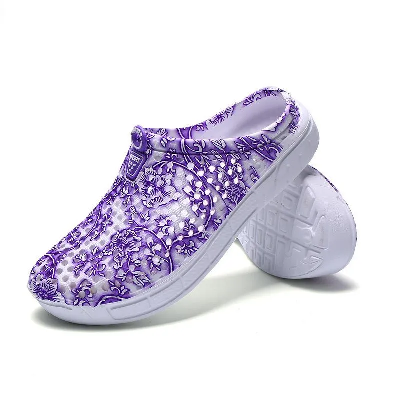 Women summer beach flower printed antiskid comfortable slide sandals