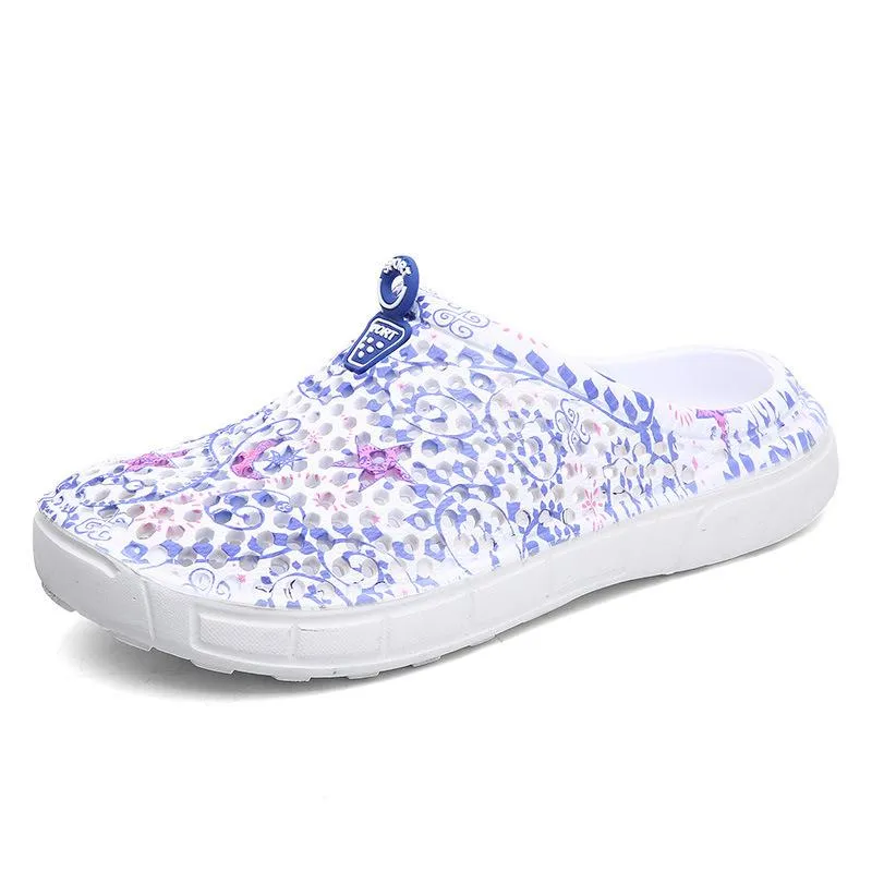Women summer beach flower printed antiskid comfortable slide sandals