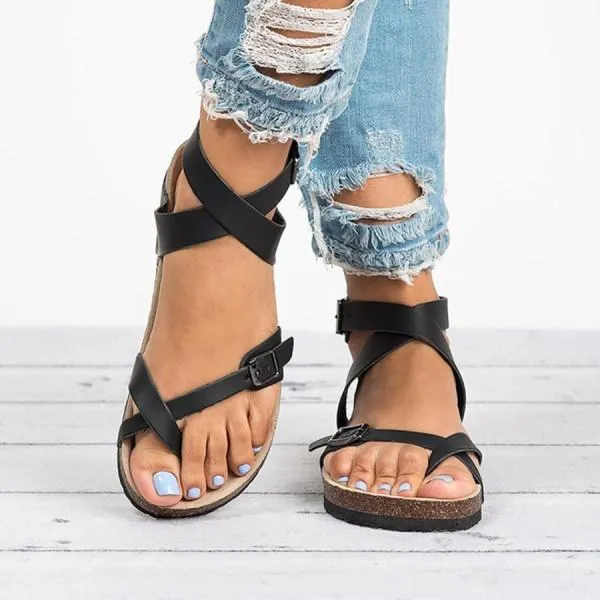Women'S Flip-Flop Comfort Cork Sole Lightweight Strap Ankle Strap Sandals 19662745