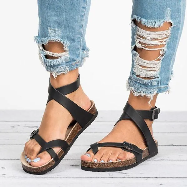Women'S Flip-Flop Comfort Cork Sole Lightweight Strap Ankle Strap Sandals 19662745