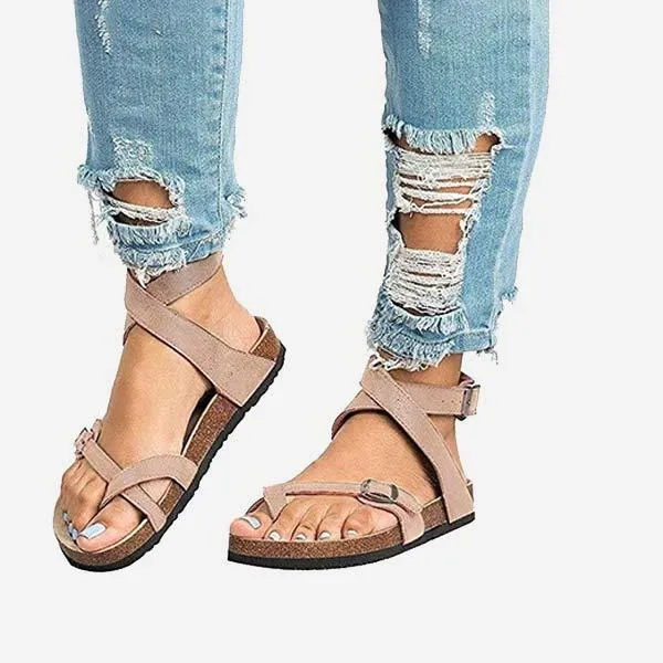 Women'S Flip-Flop Comfort Cork Sole Lightweight Strap Ankle Strap Sandals 19662745