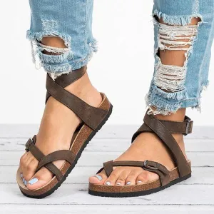 Women'S Flip-Flop Comfort Cork Sole Lightweight Strap Ankle Strap Sandals 19662745
